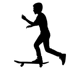 Image showing Set of skateboarders silhouette. Vector illustration.