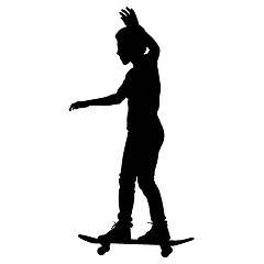 Image showing skateboarders silhouette. Vector illustration.