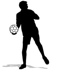 Image showing silhouettes of soccer players with the ball. Vector illustration