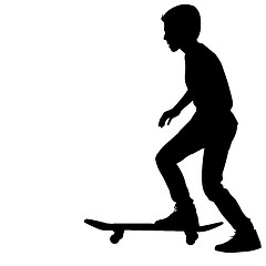 Image showing Set of skateboarders silhouette. Vector illustration.