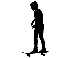 Image showing Set of skateboarders silhouette. Vector illustration.