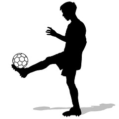 Image showing silhouettes of soccer players with the ball. Vector illustration