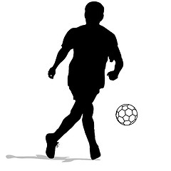 Image showing silhouettes of soccer players with the ball. Vector illustration