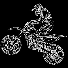 Image showing silhouettes Motocross rider on a motorcycle. Vector illustration