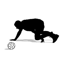 Image showing silhouettes of soccer players with the ball. Vector illustration