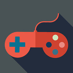 Image showing Modern flat design concept icon. Gamepad, computer joystick. Vec