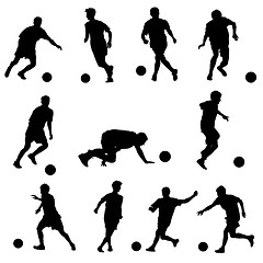 Image showing silhouettes of soccer players with the ball. Vector illustration