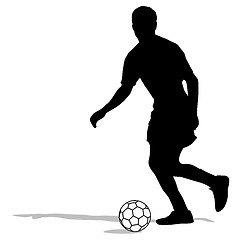 Image showing silhouettes of soccer players with the ball. Vector illustration