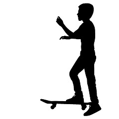 Image showing Set of skateboarders silhouette. Vector illustration.