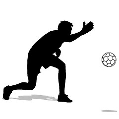 Image showing silhouettes of soccer players with the ball. Vector illustration