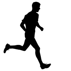 Image showing Silhouettes. Runners on sprint, men. vector illustration.