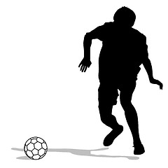 Image showing silhouettes of soccer players with the ball. Vector illustration