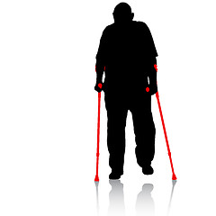 Image showing Silhouette of disabled people on a white background. Vector illu