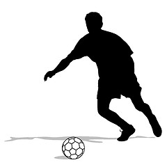 Image showing silhouettes of soccer players with the ball. Vector illustration