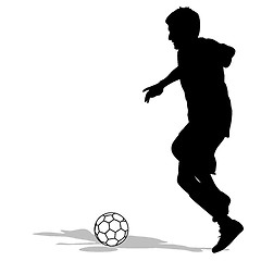 Image showing silhouettes of soccer players with the ball. Vector illustration