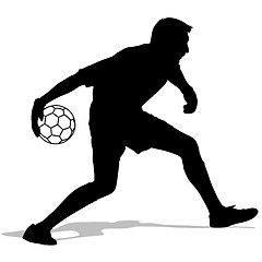 Image showing silhouettes of soccer players with the ball. Vector illustration