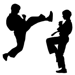 Image showing  black silhouettes of karate. Sport vector illustration.
