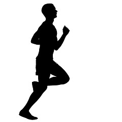 Image showing Silhouettes. Runners on sprint, men. vector illustration.