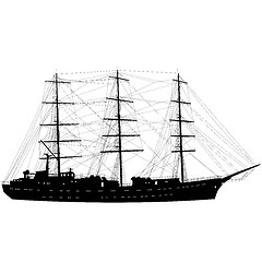 Image showing Ship sailing boat silhouette isolated on white background. Vecto