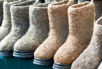 Image showing Warm shoes made of felt (felt boots)