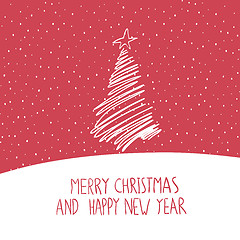 Image showing Merry Christmas Greeting Card Hand Drawn Simple