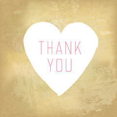 Image showing Thank You Card with Heart Symbol on Aged Paper Texture