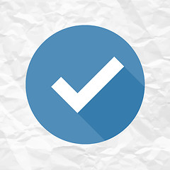 Image showing Check Mark Icon on Crumpled Paper Texture