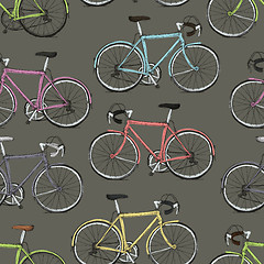 Image showing Vintage Multi-Colored Bicycles Seamless Pattern