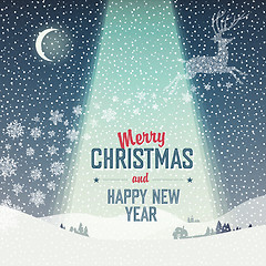Image showing Merry Christmas Card. Calm Winter Scene Illustration