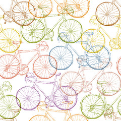 Image showing Vintage Bicycle Hand Drawn Seamless Pattern