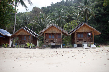 Image showing wooden bungalows