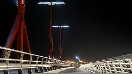 Image showing Empty bridge at night