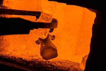 Image showing Hot iron in smeltery