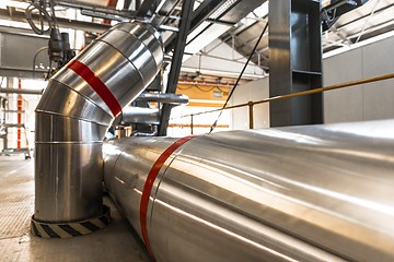 Image showing Industrial pipes in a thermal power plant