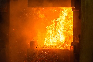 Image showing Hot iron in smeltery