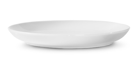 Image showing One Isolated White Porcelain Plate Rotated