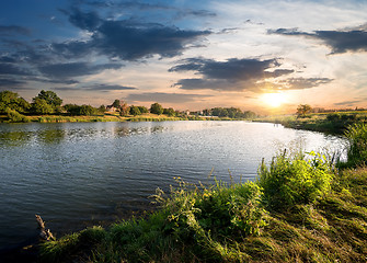 Image showing Blue river under clouds