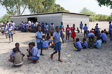 Image showing Happy Namibian school children waiting for a lesson.