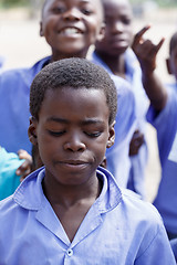 Image showing Happy Namibian school children waiting for a lesson.