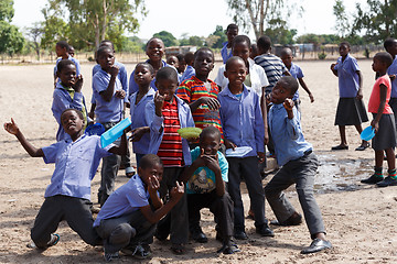 Image showing Happy Namibian school children waiting for a lesson.