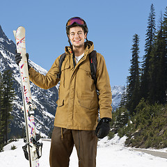 Image showing Smiling skier