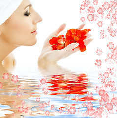 Image showing red petals in water #3