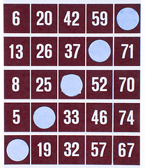 Image showing Red bingo card isolated