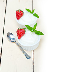 Image showing organic Greek yogurt and strawberry