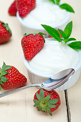 Image showing organic Greek yogurt and strawberry