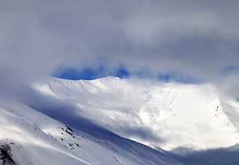 Image showing View on off-piste slope in mist