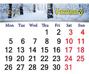 Image showing calendar for the January of 2015 year