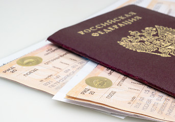 Image showing Civil passport and train ticket