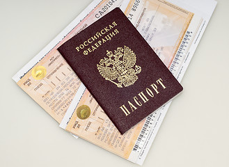 Image showing Passport and train ticket