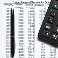 Image showing Amortization schedule of payments on the credit 